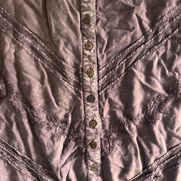 Soft Surroundings Button Front‎ Skirt Womens TM Embroidered Purple Boho A Line - Picture 4 of 7